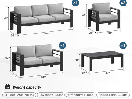 Outdoor Patio Set, All-Weather With Thick Cushions