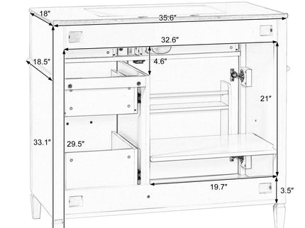 Modern Bathroom Vanity With Sink Top, Flip Drawer Design
