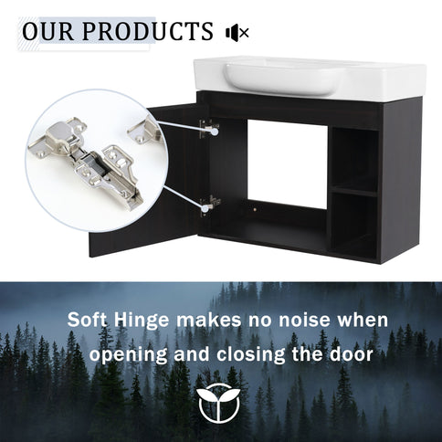 Wall Mounted Bathroom Vanity With Sink, Soft Close Door