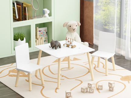 Kids Table And 2 Chairs Set, 3 Piece Toddler Activity Play - White