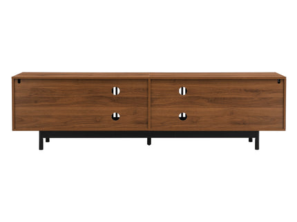 TV Stand, Media Console & Soft Closing Hinges, Adjustable Shelves, Slatted Doors - Walnut