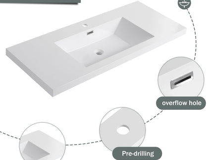 Modern Freestanding Bathroom Vanity With Resin Sink & Soft Close Cabinet Doors