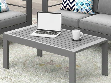 All-Weather Outdoor Coffee Table With Wood-Look Top