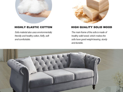 Chesterfield Sofa With Rolled Arms And Nailhead Trim