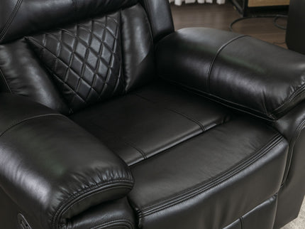 Home Theater Seating Manual Recliner Chair, Led Light Strip For Living Room - Black