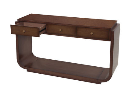 Console Table With 3 Drawers, Display Shelf, Curved Legs - Walnut