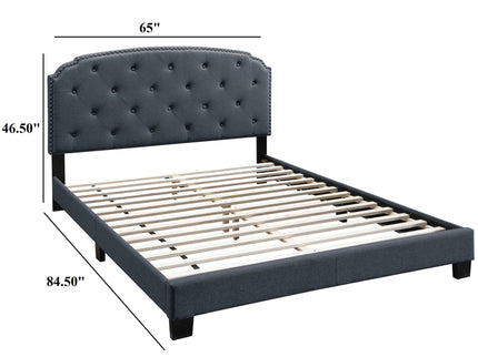 Button Tufted Bed With Nailhead Trim