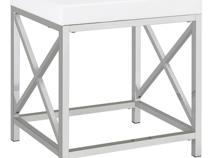 Hamlin - Makeup Vanity Table With Lighted Mirror And Padded Stool - White