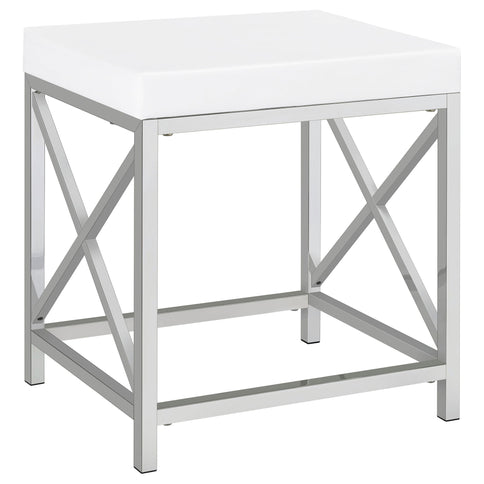 Hamlin - Makeup Vanity Table With Lighted Mirror And Padded Stool - White