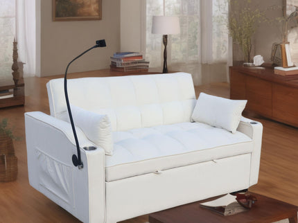 Modern Loveseat With Pullout Bed, Adjustable Reclining Backrest