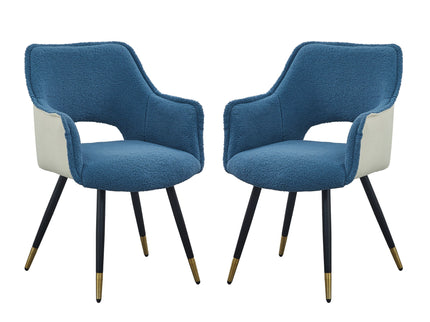 Side Chair, Living Room Bedroom Kitchen Vanity Accent Chair (Set of 2) - Blue