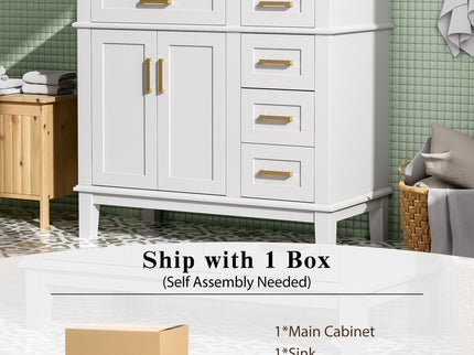 Modern Bathroom Vanity With Ceramic Sink, Soft Close Storage Cabinet