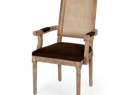 Upholstered Dining Chair With Cane Backrest