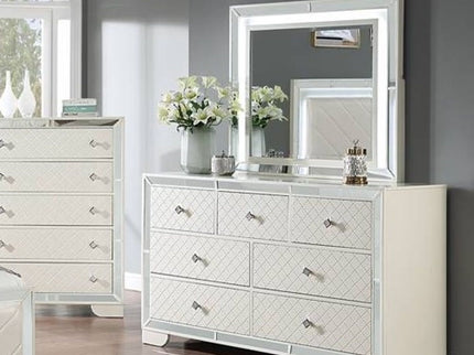1 Piece Dresser With Diamond-Shaped Knob Handles, Bedroom Furniture - Cream