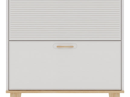 Narrow - Entryway Shoe Storage Cabinet With 2 Flip Drawers Legs - Natural / White