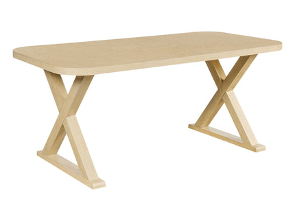 Dining Table With X-Shaped Legs, Rectangular Indoor - Natural