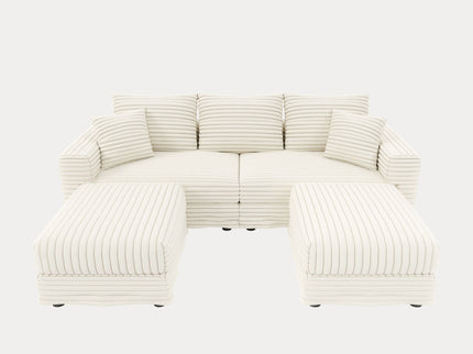 Deep Seat Convertible Sofa With Soft Pillows And Ottomans