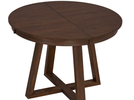 Dining Set With Leaf Round Table And 4 Upholstered Chairs