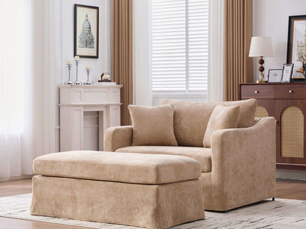Accent Chair With Ottoman, Includes 2 Bolster Pillows