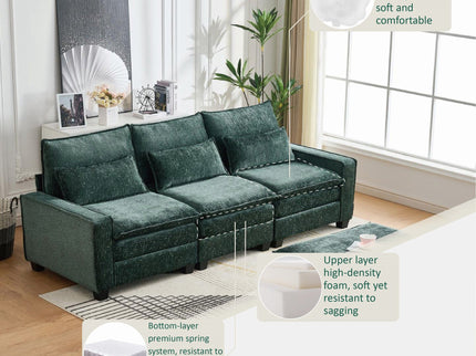 Modern Comfy L Shaped Sectional Sofa With Movable Ottoman