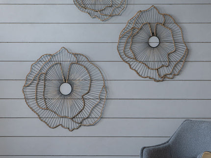 Metal Flowers Wall Decor, Transitional Wall Floral Sculpture For Foyer Porch Hallway Entrance (Set of 3) - Gold