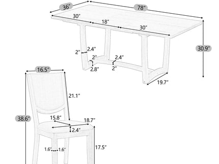 Rectangular Extendable Dining Table Set With 6 Upholstered Chairs