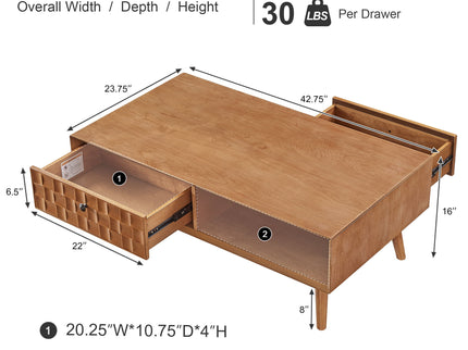 Coffee Table With Hidden Drawer And Open Shelf