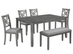 Dark Gray / 6 Pc. Table, 4 Chairs, Bench