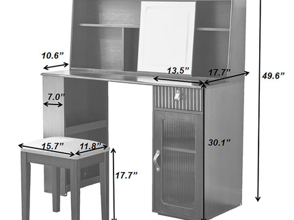 Modern Elegance Makeup Vanity Desk With Adjustable Lighted Mirror Storage Shelves Drawer And Cabinet - Walnut