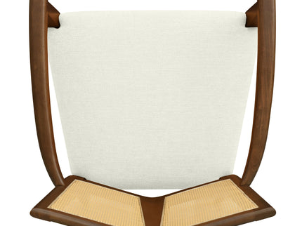 Mid Century Modern Arm Dining Chairs With Rattan Backrest