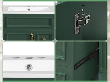 Bathroom Vanity With Sink, Compact Cabinet & 2 Drawers And Adjustable Shelf