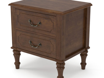 Fluted Nightstand With 2 Drawers, Bedside Table - Walnut
