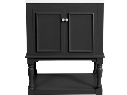 Modern Bathroom Vanity With Sink, Rectangular Cabinet With Open Shelf And Closed Storage