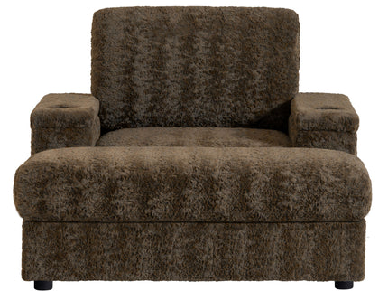 Oversized Chaise Lounge Indoor Rabbit Fur Sofa Bed With Storage Ottoman And Armrests Cup Holders With Deep Seat