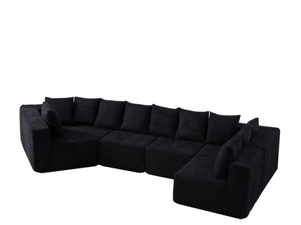 L - Shaped Modular Sofa With Deep Seat And 11 Pillows