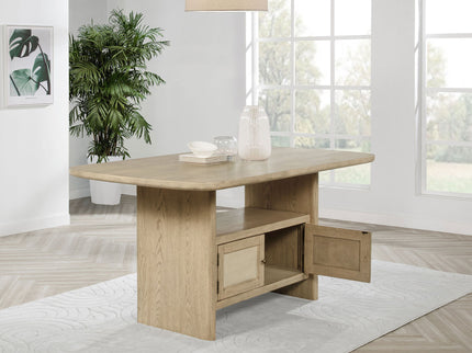 Kimpton - Counter Height Dining Table With Storage Cabinet And Shelves - Beige
