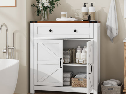 Farmhouse Storage Cabinet With Drawer And Adjustable Shelf