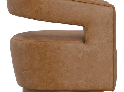Swivel Accent Chair With Geometric Backrest