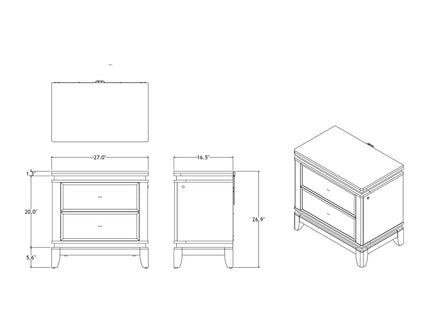 Adalid - 5 Pieces Bedroom Set With LED Lights And Glittered Detailing