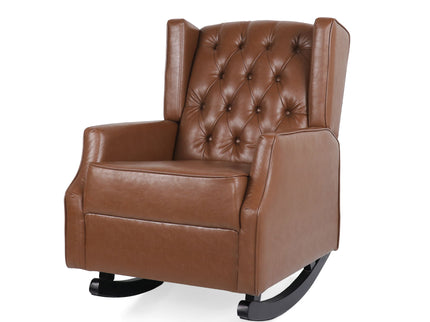 Moss - Upholstered Rocking Recliner With Diamond Tufting And Wingback - Light Brown