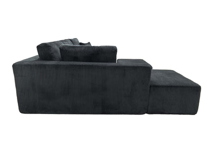 Upholstered Sectional With 2 Moveable Ottomans - Black