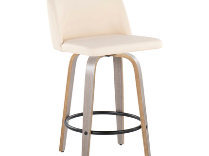 Toriano - Contemporary Fixed Height Counter Stool With Swivel & Round Footrest (Set of 2)