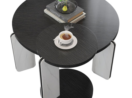 Round Coffee & End Table Set - Black