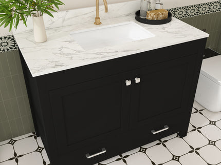 Bathroom Vanity Set, Cabinet With Doors & Drawers, Single Faucet Hole - Black