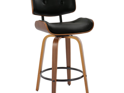 Lombardi - Mid-Century Modern Fixed Height Counter Stool With Swivel With Round Footrest (Set of 2)