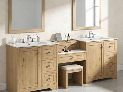 Double Sink Bathroom Vanity With Countertop, 2 Ceramic Sinks, 6 Drawers, Soft Close Design