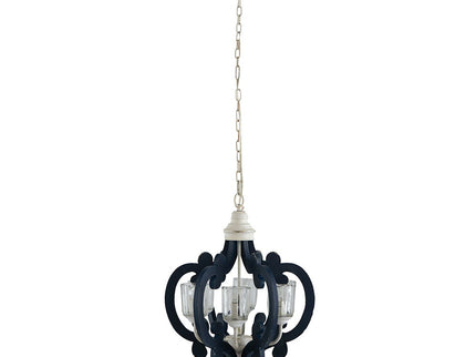 Wood Chandelier 6 Light Farmhouse Pendant Lighting Wood Hanging Light Fixture For Kitchen Living Dining Room, Bulb Not Included - Cream