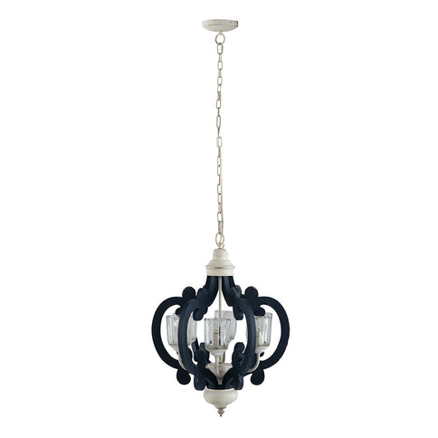 Wood Chandelier 6 Light Farmhouse Pendant Lighting Wood Hanging Light Fixture For Kitchen Living Dining Room, Bulb Not Included - Cream