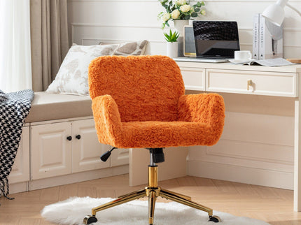 Office Chair, Artificial Rabbit Hair Home Office Chair With Metal Base, Adjustable Desk Chair Swivel Office Chair, Vanity Chair
