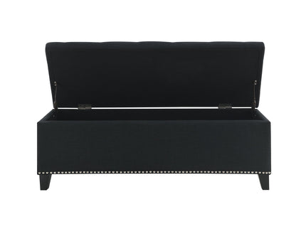 Button-Tufted Storage Ottoman With Safety Close Hinge
